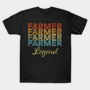 Farmer Legend Proud Retro Colors Farming Gift T-Shirt